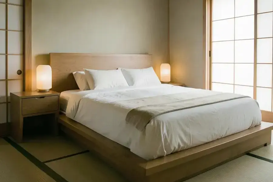 ベッドと並ぶナイトテーブル